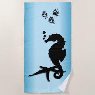 Sea Horse Blue Beach Towel