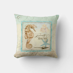 Sea Horse  Coastal Beach - Home Decor Pillow