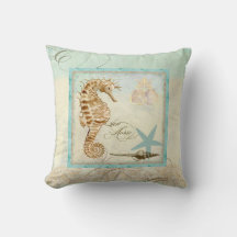 Sea Horse  Coastal Beach - Home Decor Pillow