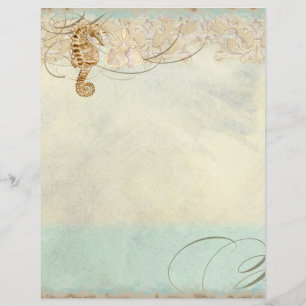 Sea Horse Coastal Beach - Monogrammed Stationery