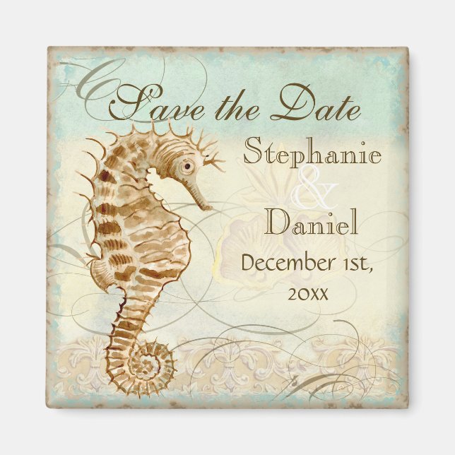 Sea Horse Coastal Beach - Save the Date Magnet (Front)