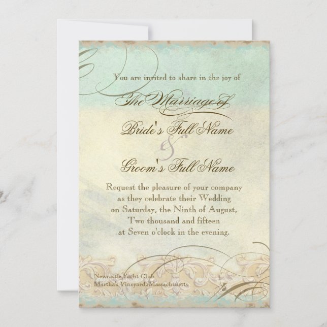 Sea Horse Coastal Beach - Wedding Invitation (Front)