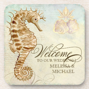 Sea Horse Coastal Shore - Welcome to our Wedding Coaster