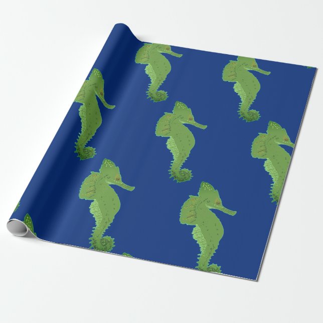 Sea Horse, Green seahorses   Wrappin Paper (Unrolled)
