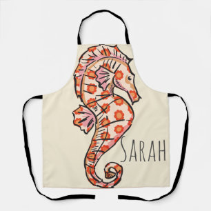 Sea Horse Kitchen Apron Customisable