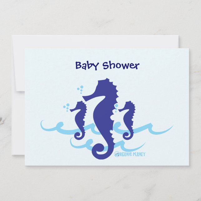 Sea Horse Organic Planet Baby Shower Invitations (Front)