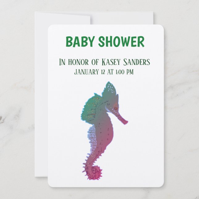 Sea horse, Sea life  Baby shower Invitation Card (Front)