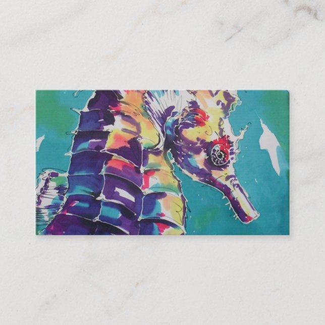 Sea Horse Silk Painting Business Card (Front)