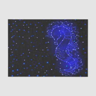 sea horse swims in lights tissue paper