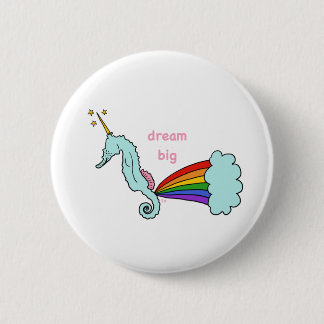 sea horse unicorn dreamer button