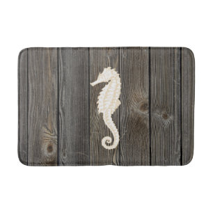 Sea Horse Vintage Wood Bath Rug