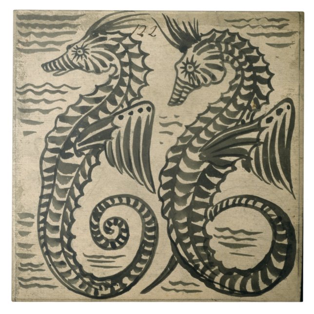 Sea-Horse (w/c on paper) Tile (Front)