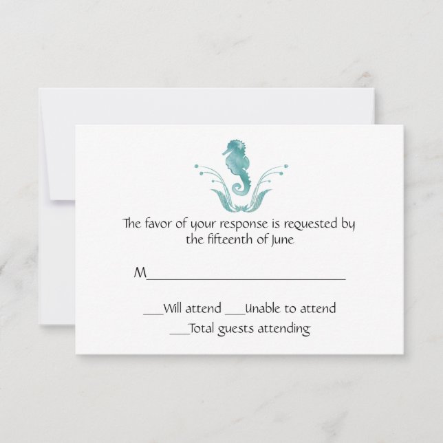 Sea Horse Wedding Response Card (Front)