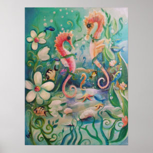 Sea Horses in Springtime Poster
