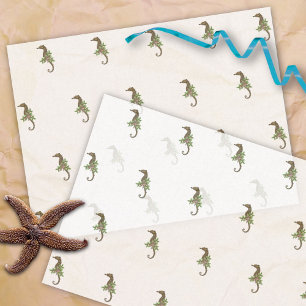 Sea Horses Pattern White Christmas Tissue Paper