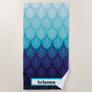Sea How Blue Name Beach Towel