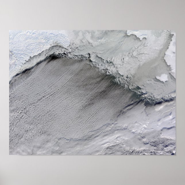 Sea ice and cloud streets in the Bering Sea Poster (Front)