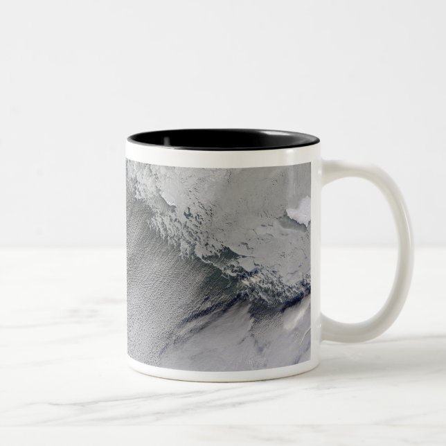 Sea ice and cloud streets in the Bering Sea Two-Tone Coffee Mug (Right)
