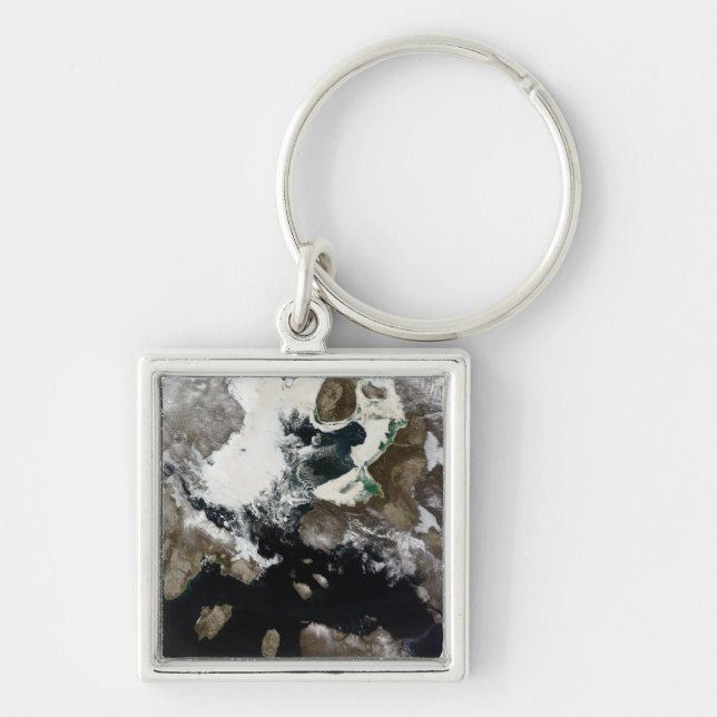 Sea ice and sediment visible in Nunavut, Canada Key Ring (Front)