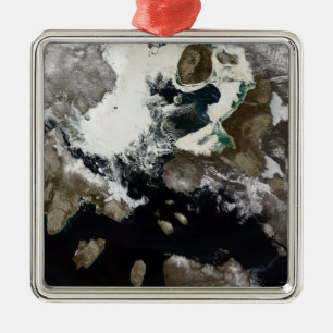 Sea ice and sediment visible in Nunavut, Canada Metal Ornament