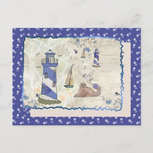 Sea image with a flower postcard (Front)