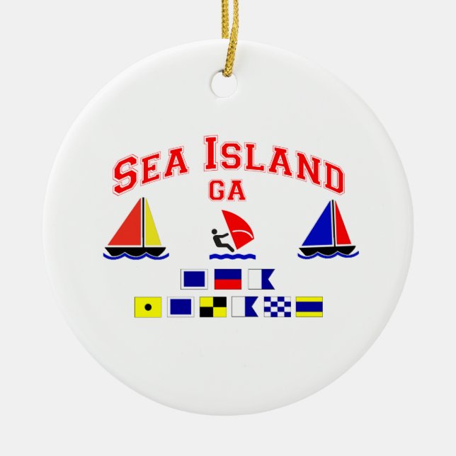 Sea Island-GA. Ceramic Tree Decoration (Front)