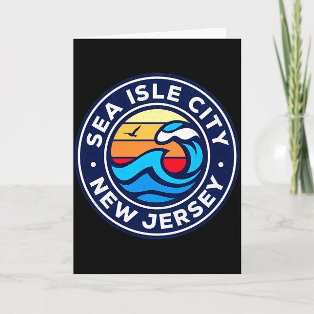 Sea Isle City New Jersey Nj Nautical Waves 5 T Shi Card (Front)
