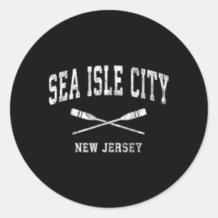 Sea Isle City New Jersey Vintage Nautical Paddles Classic Round Sticker
