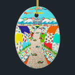 Sea Isle City, NJ Oval Ornament<br><div class="desc">Whimsical Sea Isle City,  New Jersey oval ornament.  Great gift or stocking stuffer for anyone that loves Sea Isle City!  Ornament designed from Chris Ambrose's original acrylic painting.</div>