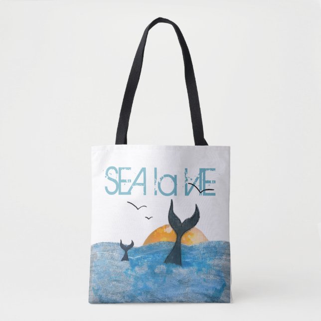 Sea La Vie Whale Tales Tote Bag (Front)