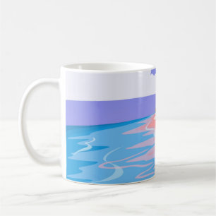 Sea landscape of tropical beach with pink sand, b coffee mug