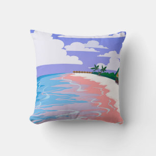 Sea landscape of tropical beach with pink sand, b cushion