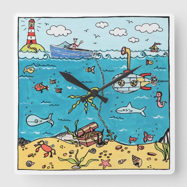 Sea Life Acrylic Wall Clock (Front)