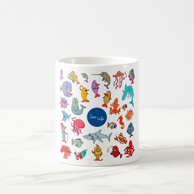 Sea Life Animals Colourful Ocean Characters Coffee Mug (Creator Uploaded)