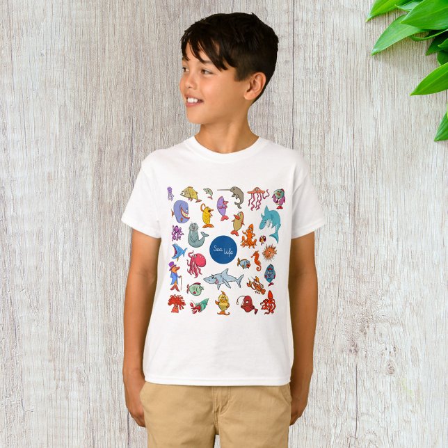 Sea Life Animals Colourful Ocean Characters T-Shirt (Creator Uploaded)