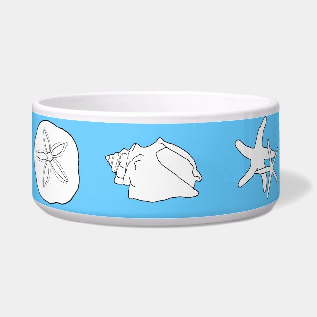 Sea Life Art, Blue Ceramic Animal Food Bowl (Front)