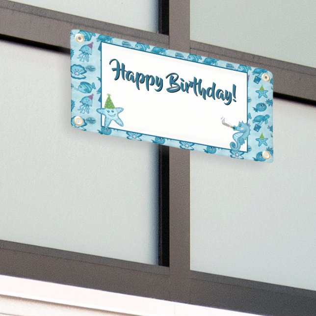Sea Life Birthday Banner with room to customise  (Outside Building)