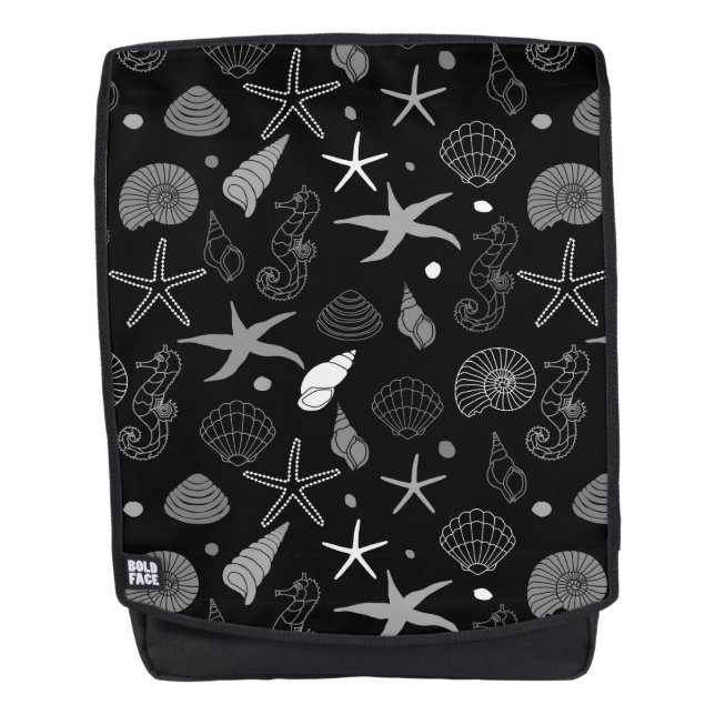 Sea Life Black Pattern Backpack (Front)