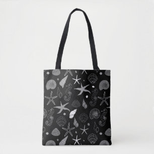 Sea Life Black Pattern Tote Bag