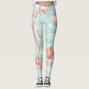 Sea Life Coral Pattern Leggings