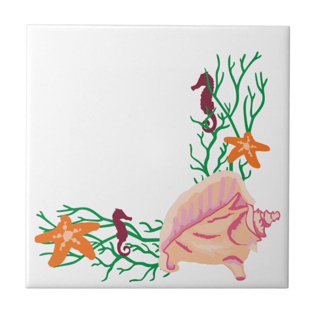 Sea Life Corner Ceramic Tile (Front)