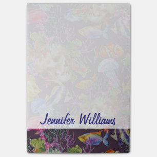 Sea Life Grunge Pattern Add Your Name Post-it Notes
