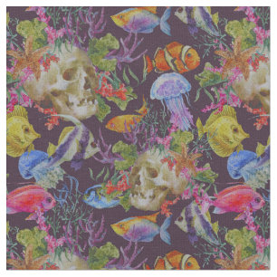 Sea Life Grunge Pattern Fabric