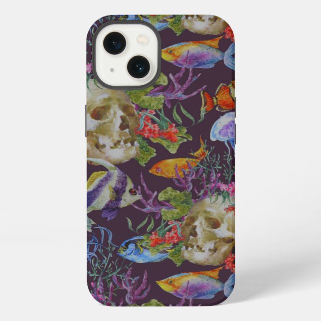 Sea Life Grunge Pattern iPhone Case (Back)
