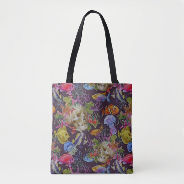Sea Life Grunge Pattern Tote Bag (Front)