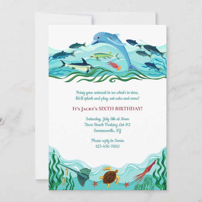 Sea Life Invitation (Front)