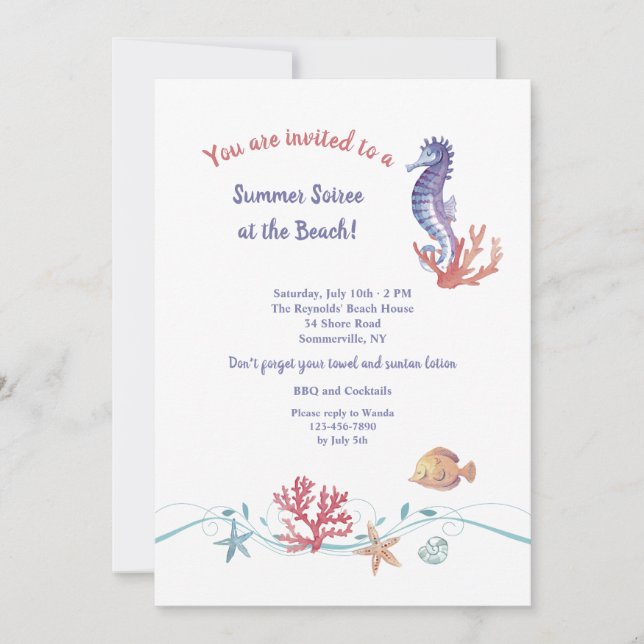 Sea Life Invitation (Front)