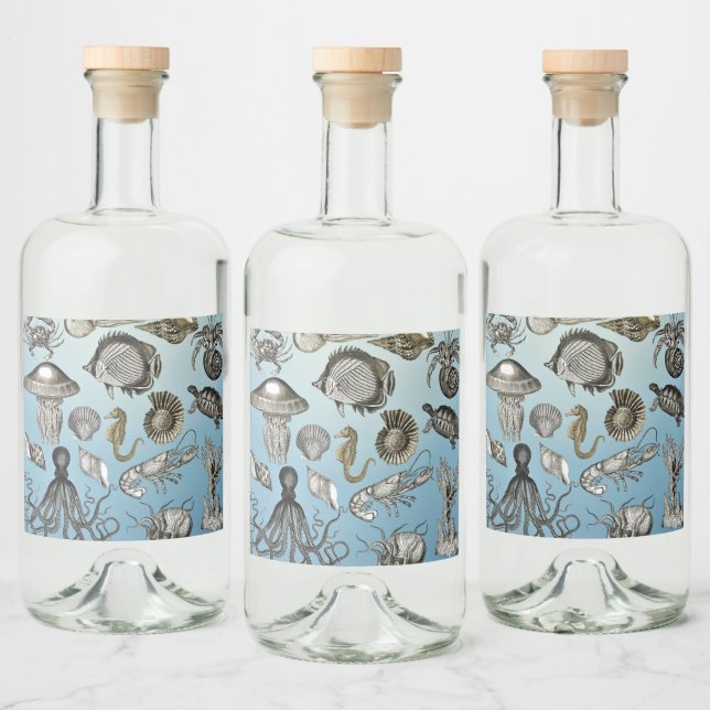 Sea Life  Liquor Bottle Label (Bottles)
