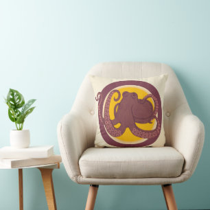 Sea Life Octopus Throw Pillow