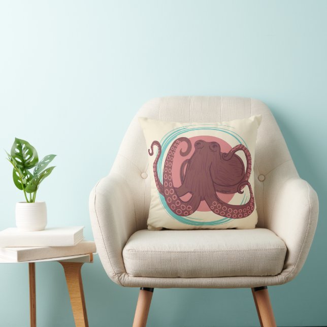 Sea Life Octopus Throw Pillow (Chair)